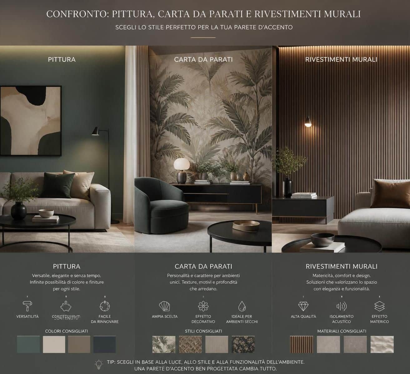 scopri come scegliere tra pittura, carta da parati e rivestimenti murali per trasformare i tuoi spazi con stile e funzionalità. consigli pratici e idee per ogni ambiente.